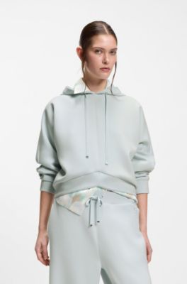 Curved-hem hoodie with Double B monogram, Light Blue