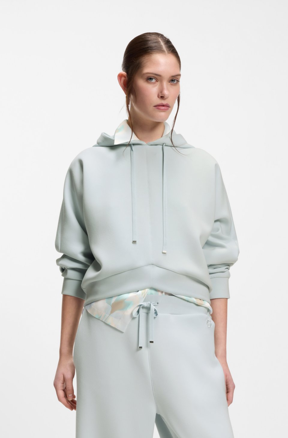 Curved-hem hoodie with Double B monogram