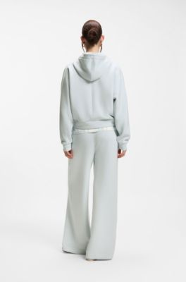 Curved-hem hoodie with Double B monogram, Light Blue