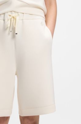 Shorts relaxed fit in jersey elasticizzato, Bianco