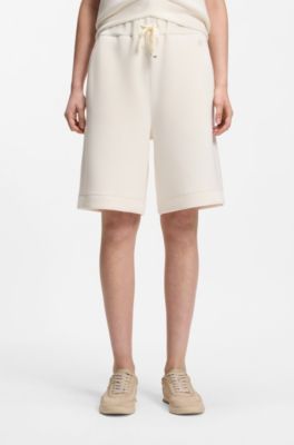 Relaxed-fit shorts in stretch jersey, Natural