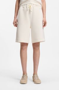 Shorts relaxed fit en punto el&aacute;stico, Blanco
