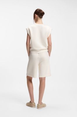 Shorts relaxed fit in jersey elasticizzato, Bianco