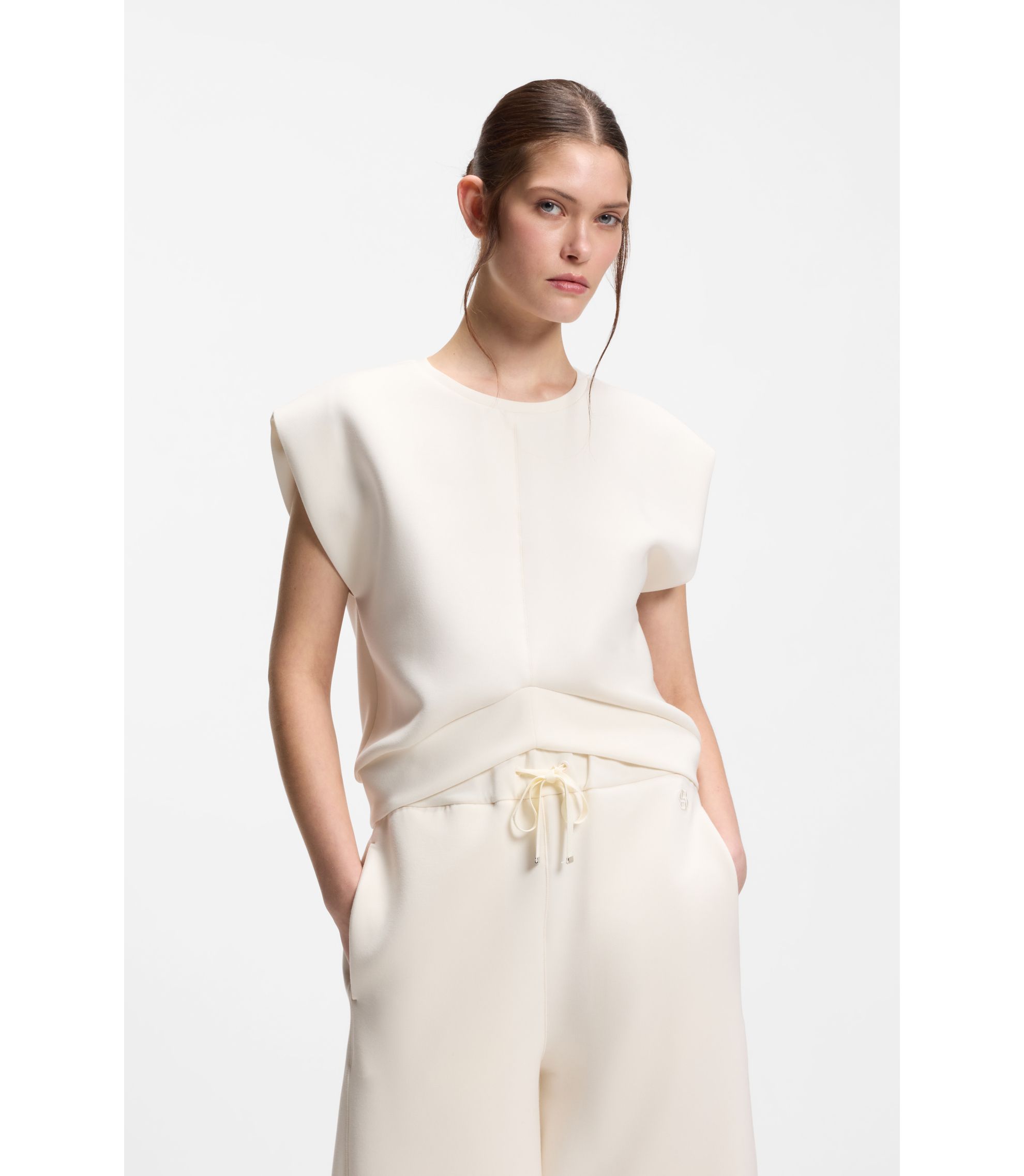 Ärmelloses Loose-Fit Sweatshirt mit V-förmigem Saum