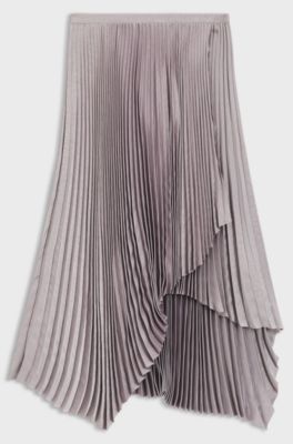 Pliss&eacute;-pleat skirt in crinkle satin, Light Purple
