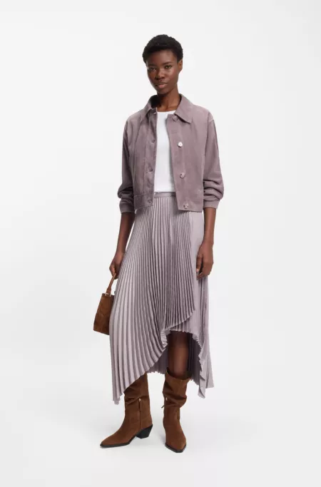Plissé-pleat skirt in crinkle satin