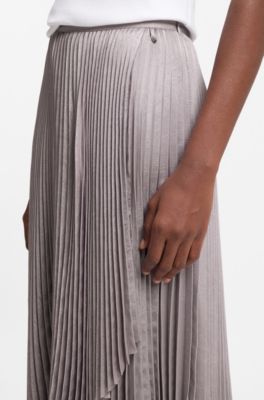 Pliss&eacute;-pleat skirt in crinkle satin, Light Purple