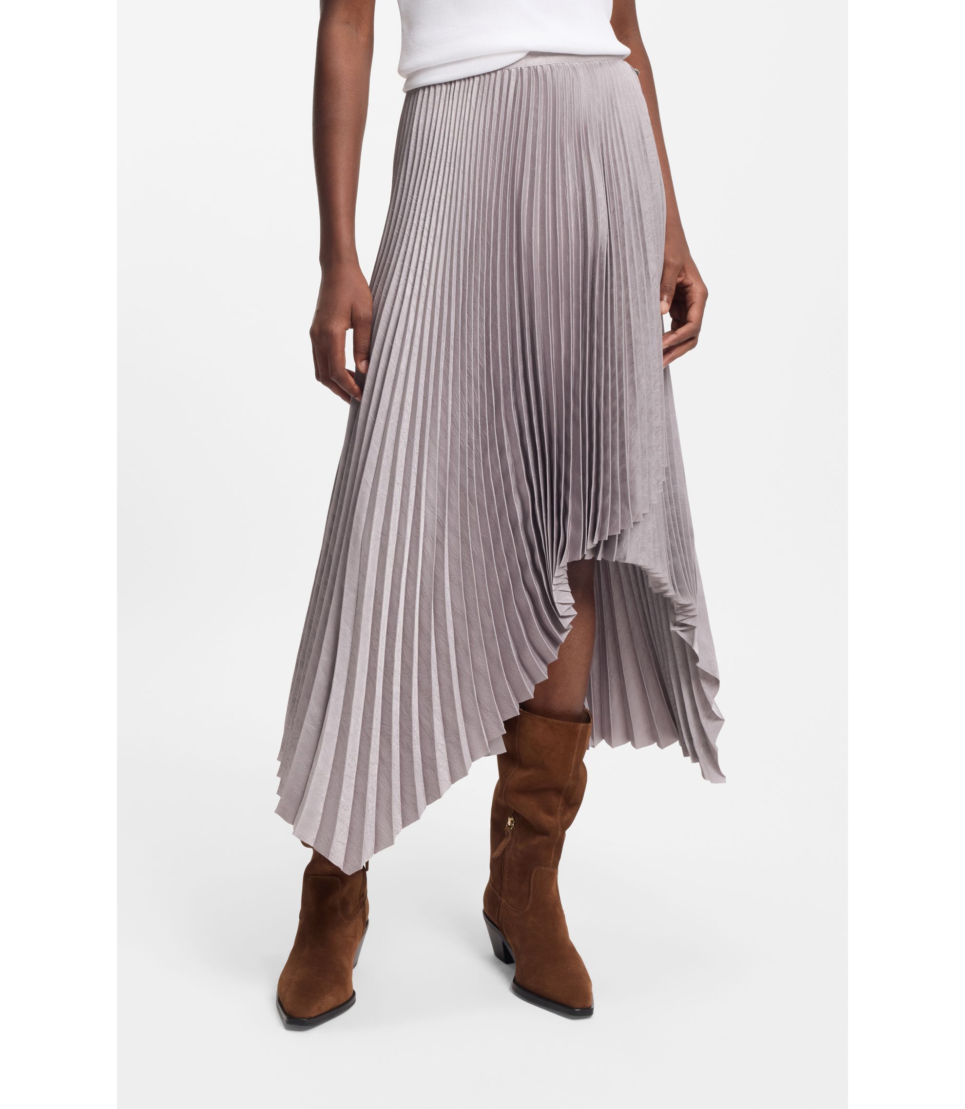 Plissee-Rock aus Satin in Knitter-Optik