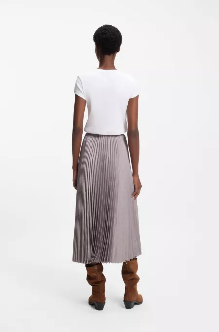 Plissé-pleat skirt in crinkle satin