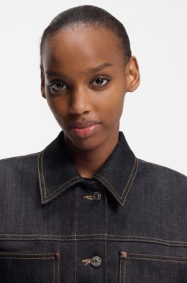 Cropped jacket in Japanese selvedge denim, Dark Blue