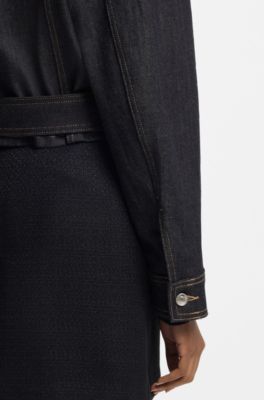 Giacca corta in denim giapponese selvedge, Blu scuro