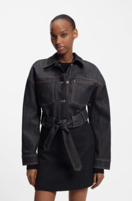 Giacca corta in denim giapponese selvedge, Blu scuro