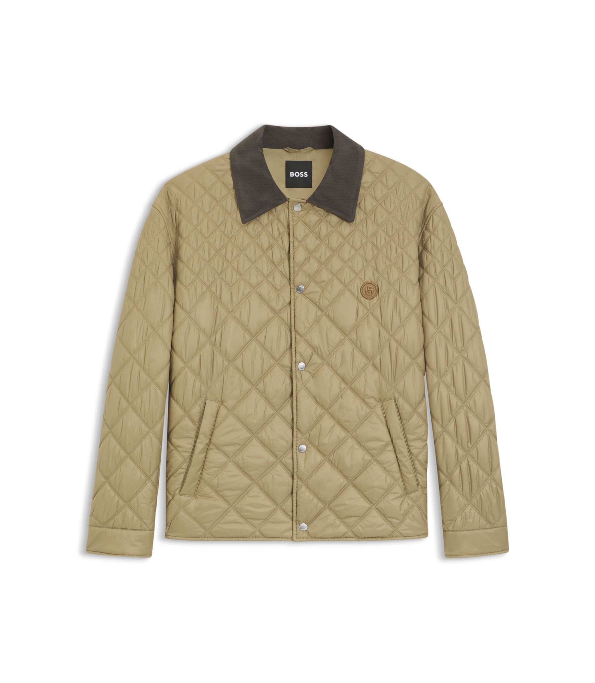 BOSS - Water-repellent jacket with mixed quilting - Beige