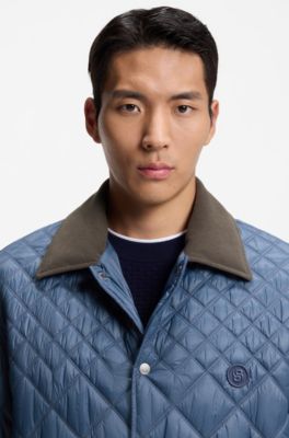 Water-repellent jacket with mixed quilting, Blue