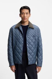 Veste d&eacute;perlante &agrave; matelassage m&eacute;lang&eacute;, Bleu