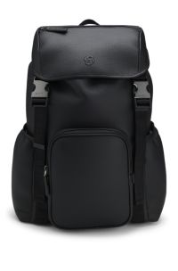 Rucksack aus italienischem Leder mit Double-B-Monogramm, Schwarz