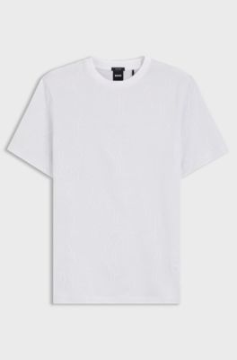 Cotton T-shirt with jacquard pattern, White