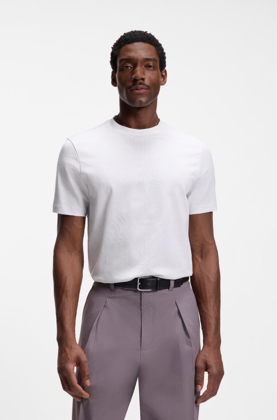 Cotton T-shirt with jacquard pattern