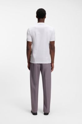 Cotton T-shirt with jacquard pattern, White