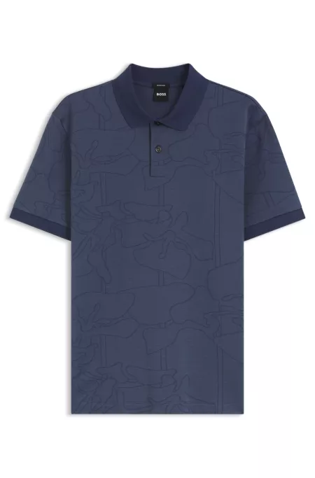 Cotton polo shirt with jacquard pattern