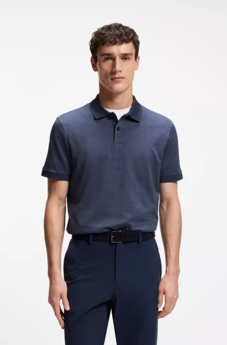 Cotton polo shirt with jacquard pattern