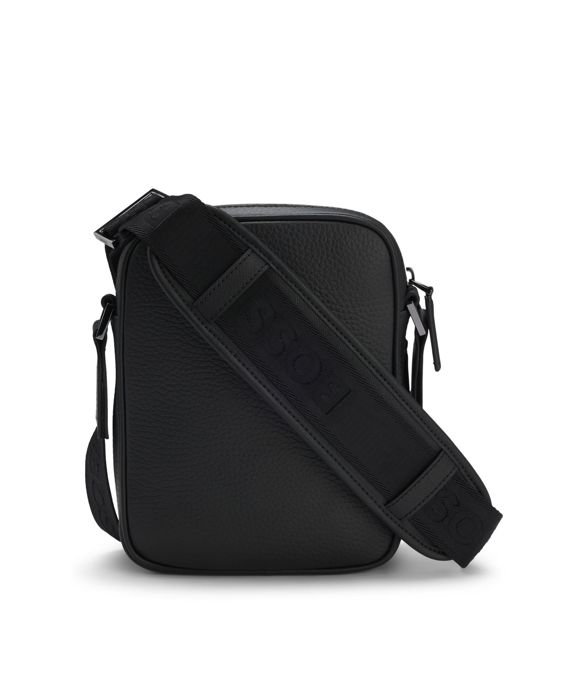 BOSS - イタリアンレザー レポーターバッグ Double Bモノグラム - ブラック