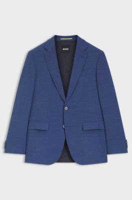 Regular-fit suit jacket in micro-patterned stretch fabric, Blue