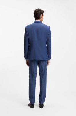 Regular-fit suit jacket in micro-patterned stretch fabric, Blue