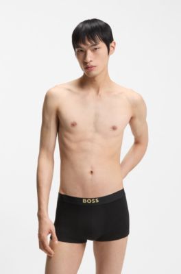 Year of the Horse Three-pack of stretch-cotton trunks, Black / Red