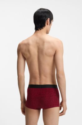 Three-pack of stretch-cotton trunks, Black / Red