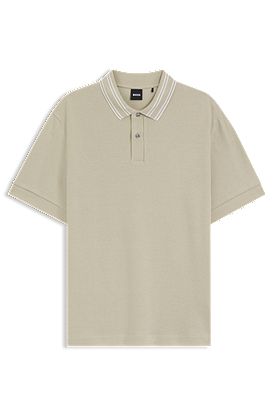 Structured-cotton polo shirt with striped collar