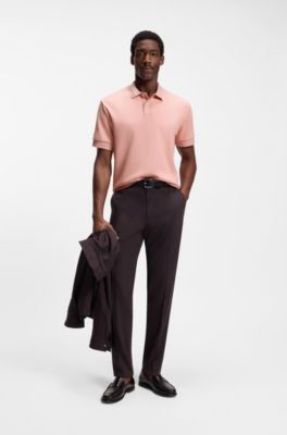 Structured-cotton polo shirt with striped collar, light pink