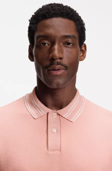 Structured-cotton polo shirt with striped collar