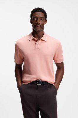 Structured-cotton polo shirt with striped collar, light pink