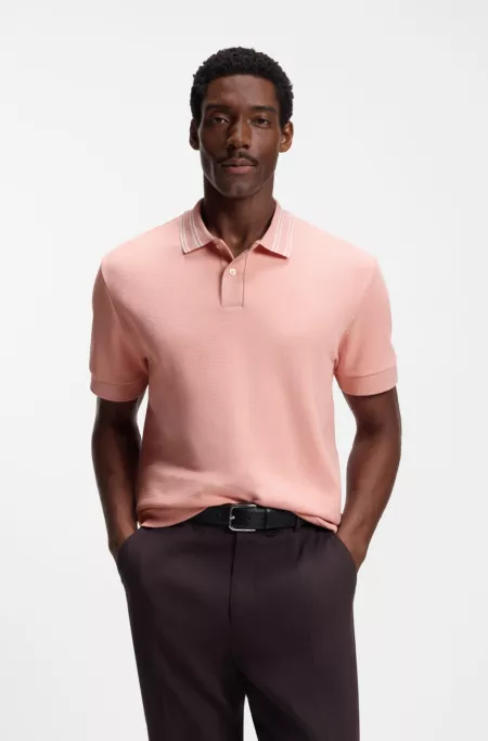 Structured-cotton polo shirt with striped collar
