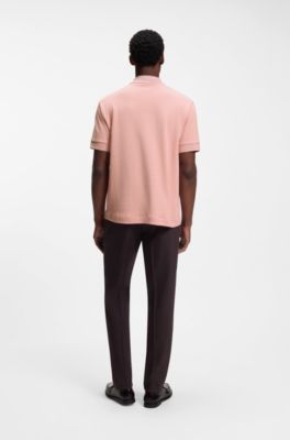 Structured-cotton polo shirt with striped collar, light pink