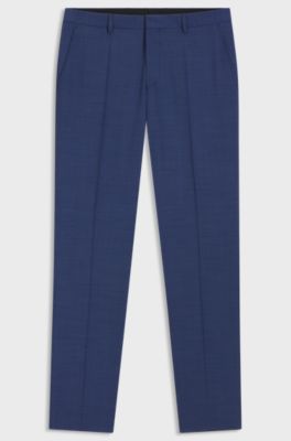 Regular-fit trousers in micro-patterned stretch fabric, Blue