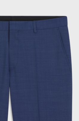 Regular-fit trousers in micro-patterned stretch fabric, Blue