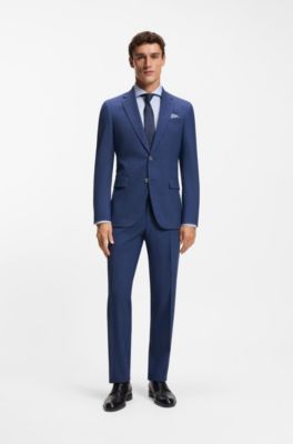 Regular-fit trousers in micro-patterned stretch fabric, Blue