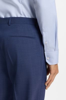 Regular-fit trousers in micro-patterned stretch fabric, Blue