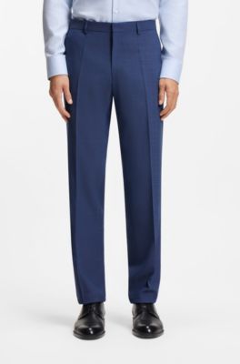 Regular-fit trousers in micro-patterned stretch fabric, Blue