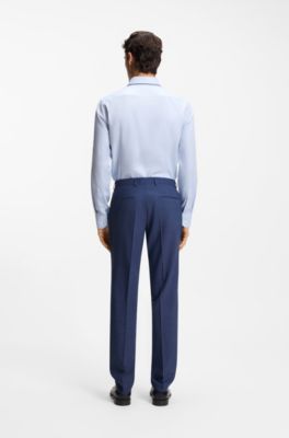 Regular-fit trousers in micro-patterned stretch fabric, Blue