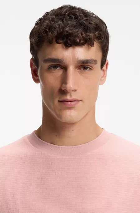 Structured-cotton T-shirt with striped cuffs