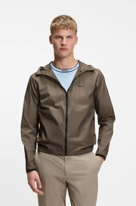 Water-repellent windbreaker with logo detail