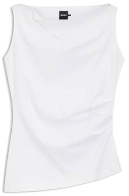 Boss Cowl-neck asymmetric top in mercerised cotton toppar dam – bild 4