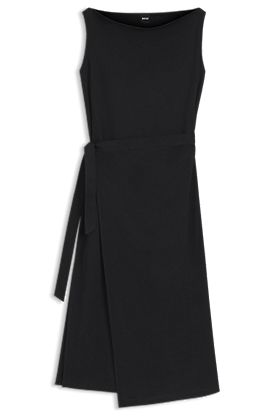 Mercerised-cotton dress with cowl neckline
