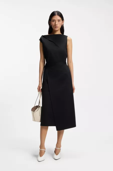 Mercerised-cotton dress with cowl neckline