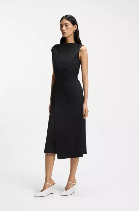 Mercerised-cotton dress with cowl neckline