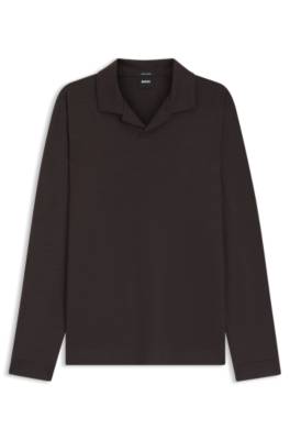 Wool-blend polo shirt with Johnny collar 1