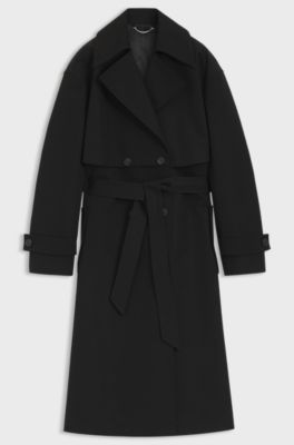 2-in-1-Trenchcoat aus elastischer Baumwolle, Schwarz